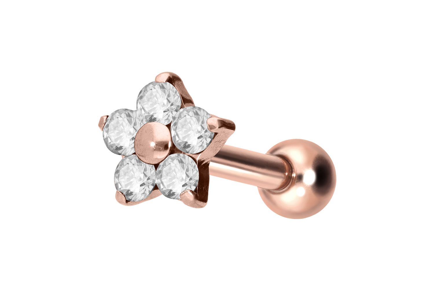 Titan Ohrpiercing mit Innengewinde KRISTALLBLUME